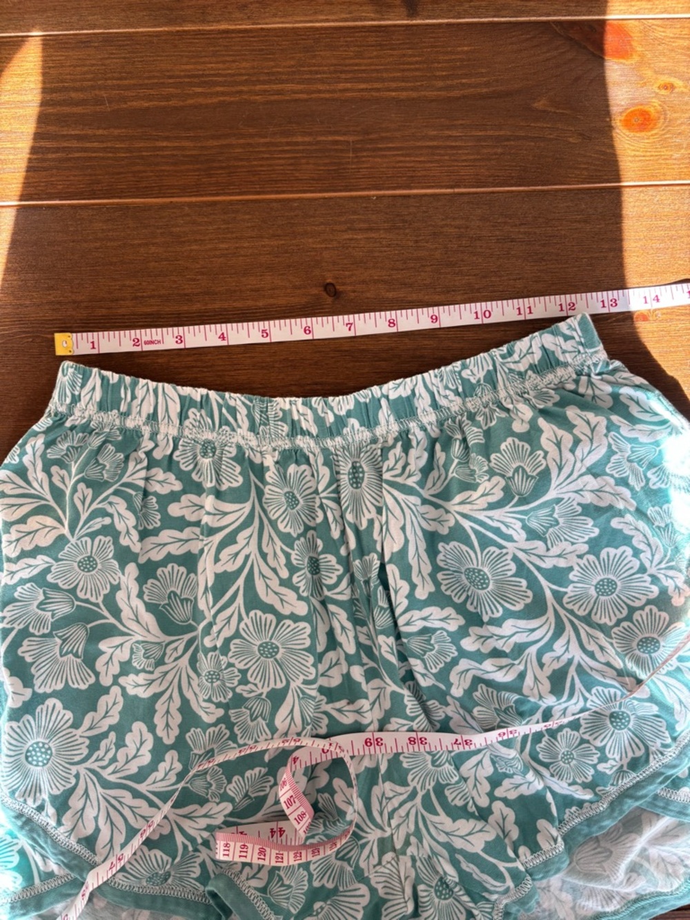 Garnet Hill Asian Wrap Organic Cotton Shorty Pajama Set Floral Aqua Size Small - Picture 15 of 15
